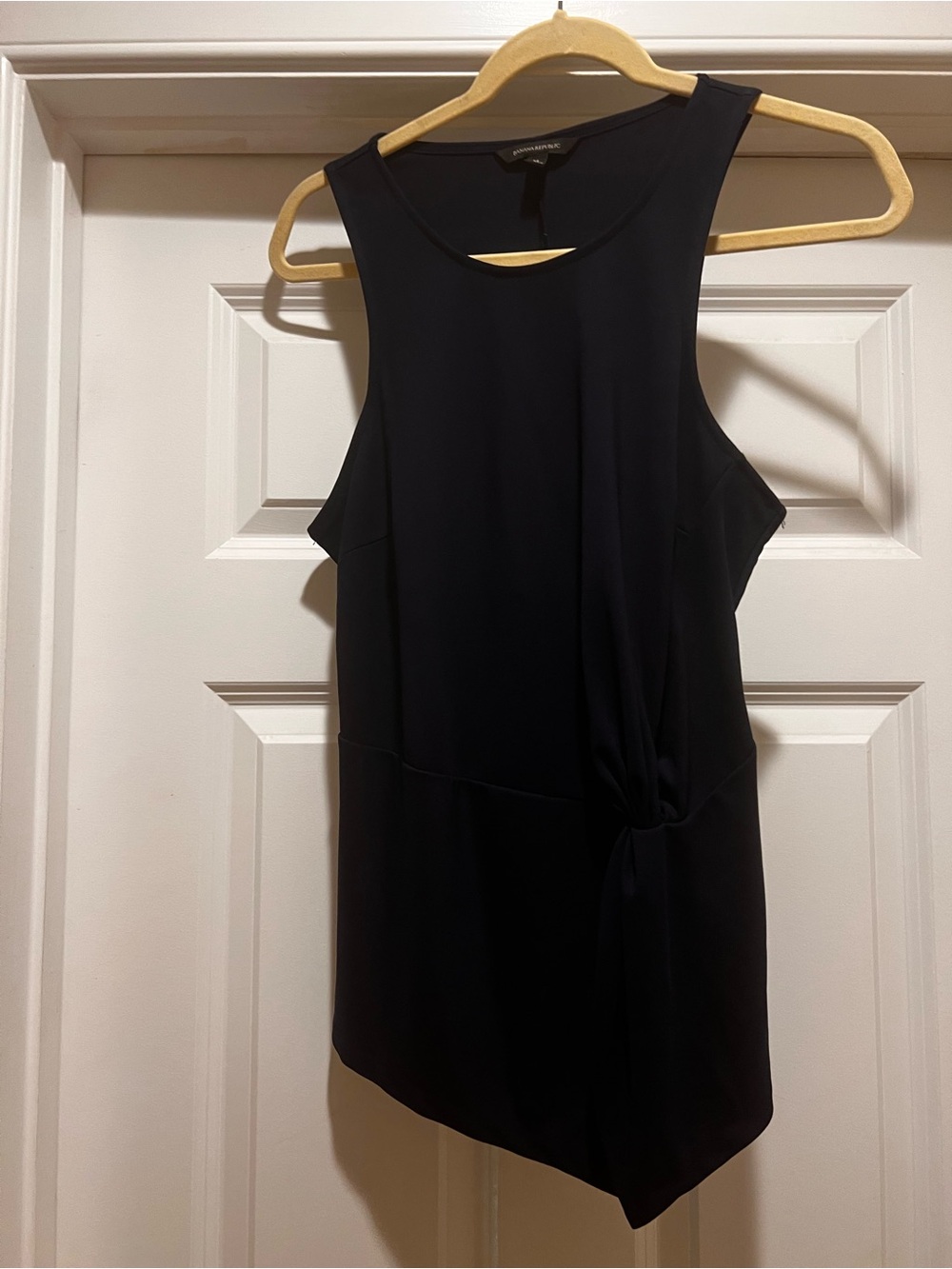 Banana Republic Navy Asymmetric Knot-Detail top